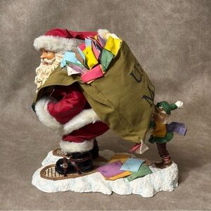 11 In Resin Santa Figurine With A Santa Bag Full Of Letters in Original Box